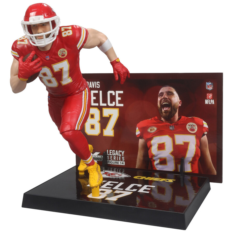 lot de 2 figurines nfl travis kelce kansas city chiefs - version standard et platine chase 7 - sélection mcfarlanes sportspicks