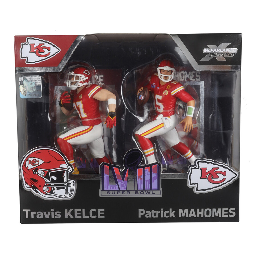 figurines nfl travis kelce et patrick mahomes super bowl lviii kansas city chiefs - pack de 2 18 cm - mcfarlanes sportspicks