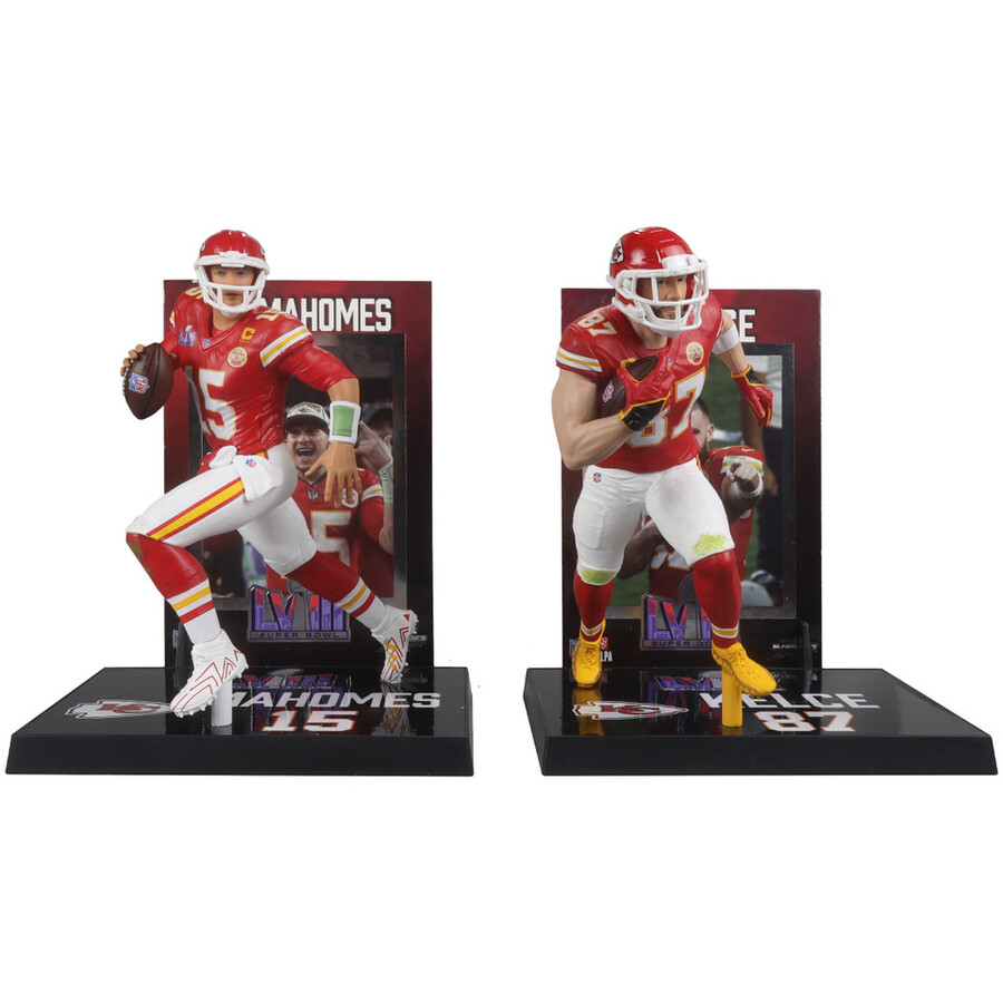 figurines nfl travis kelce et patrick mahomes super bowl lviii kansas city chiefs - pack de 2 18 cm - mcfarlanes sportspicks