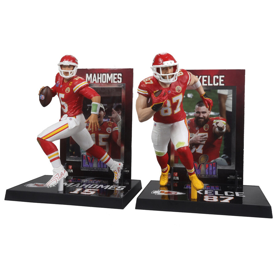 figurines nfl travis kelce et patrick mahomes super bowl lviii kansas city chiefs - pack de 2 18 cm - mcfarlanes sportspicks