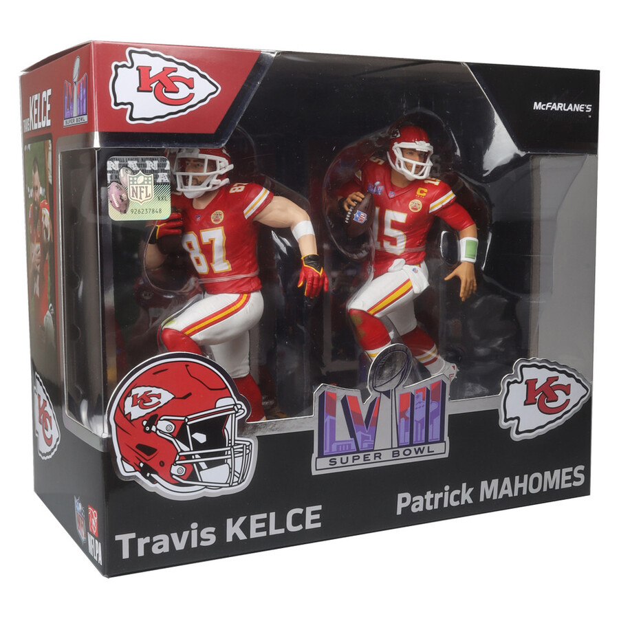 figurines nfl travis kelce et patrick mahomes super bowl lviii kansas city chiefs - pack de 2 18 cm - mcfarlanes sportspicks