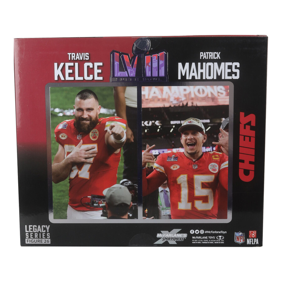 figurines nfl travis kelce et patrick mahomes super bowl lviii kansas city chiefs - pack de 2 18 cm - mcfarlanes sportspicks