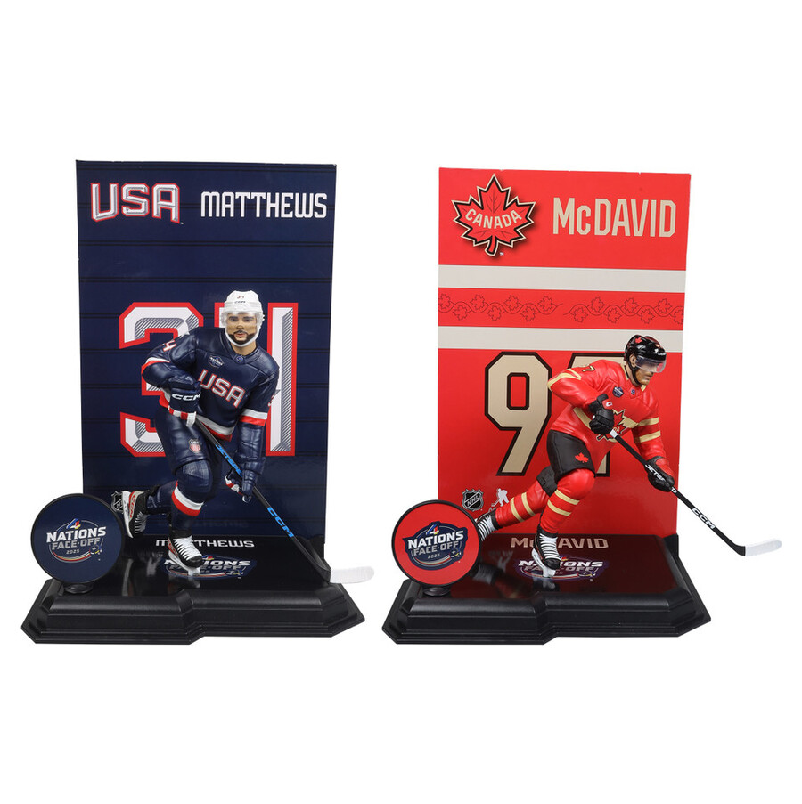 ensemble des 4 nations de la série nhl legacy n° 16-17 matthews et mcdavid 2 figurines de 18 cm