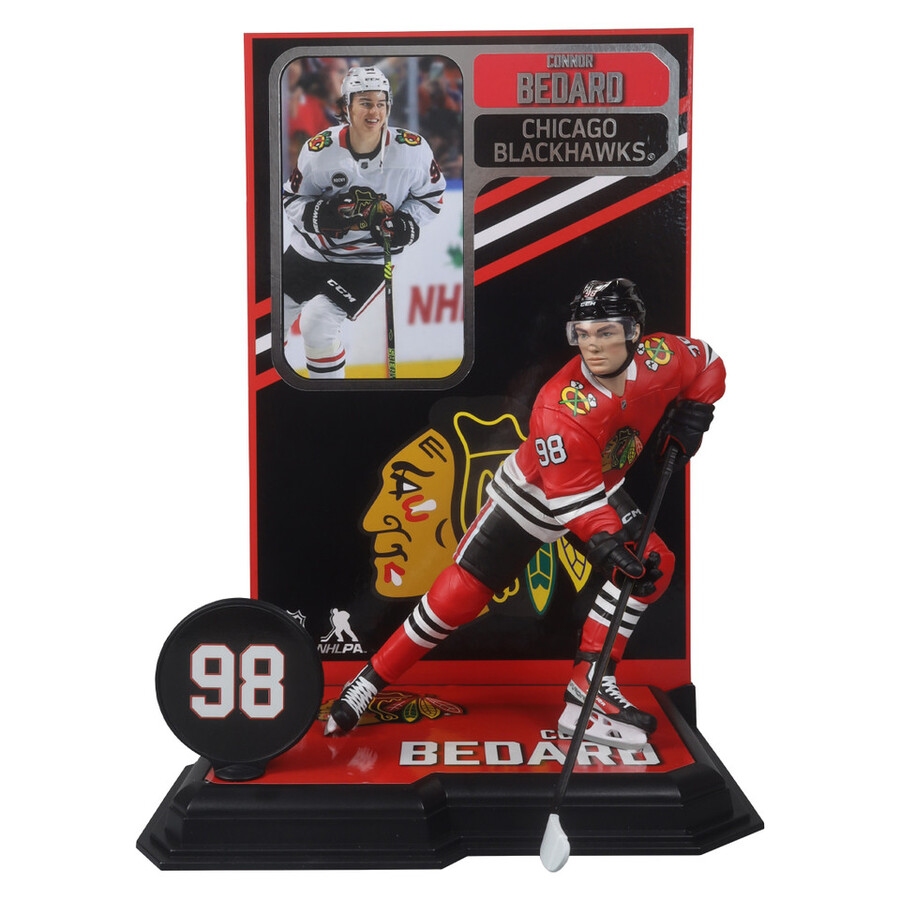 figurine connor bedard dans une nouvelle pose blackhawks de chicago nhl 7 pouces - sélection sportive mcfarlane