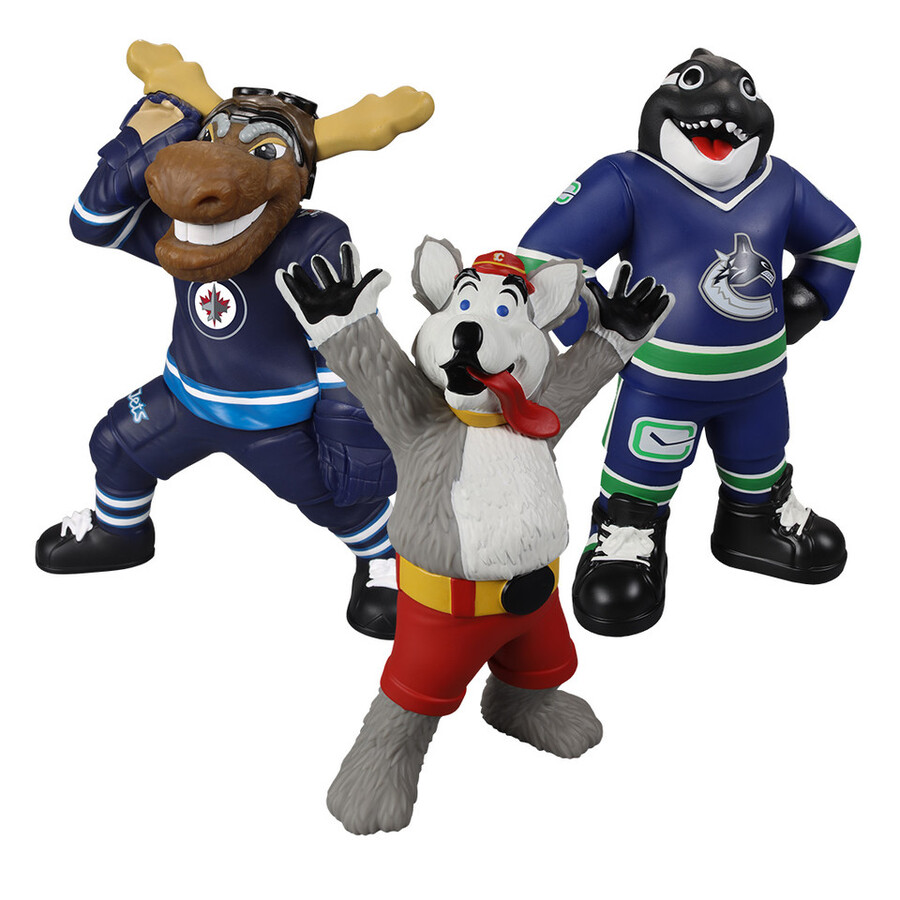 ensemble de 3 figurines en vinyle de 20 cm 8 pouces représentant les mascottes de la lnh harvey le chienfinmoose