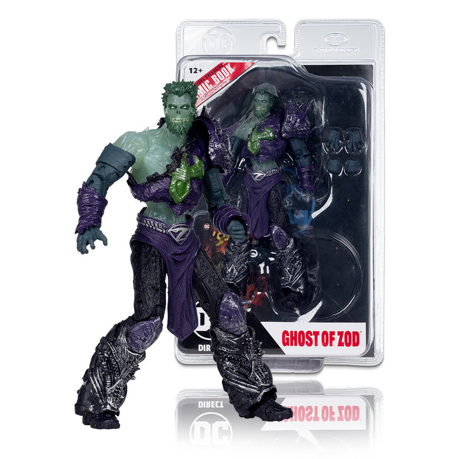 figurine de 18 cm du fantôme de zod avec bande dessinée dc page punchers les fantômes de krypton.