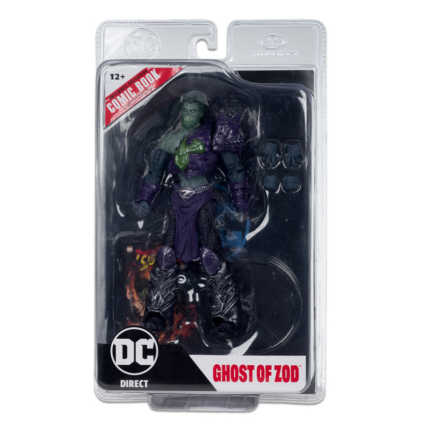 figurine de 18 cm du fantôme de zod avec bande dessinée dc page punchers les fantômes de krypton.