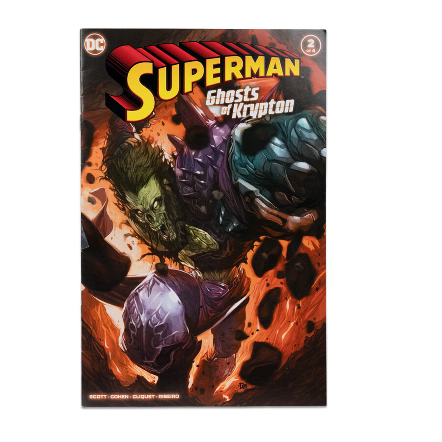 figurine de 18 cm du fantôme de zod avec bande dessinée dc page punchers les fantômes de krypton.