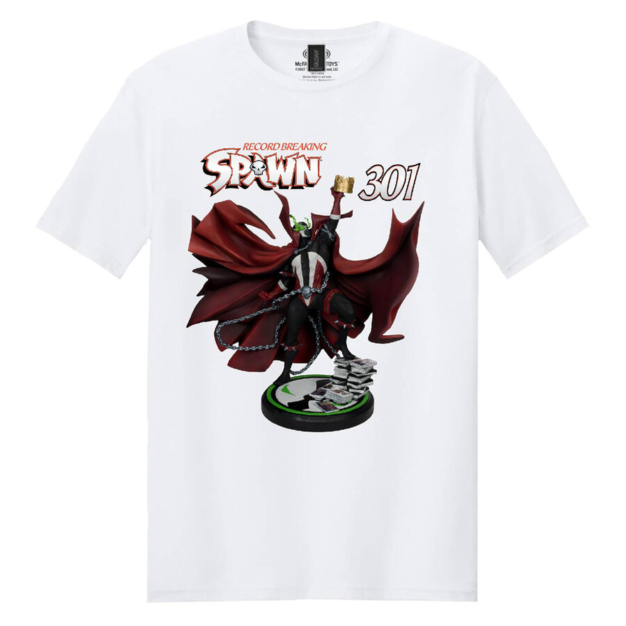 t-shirt blanc exclusif mts édition limitée spawn comic 301 figurine record