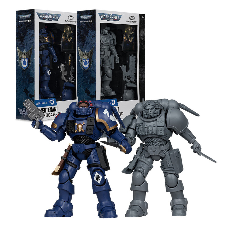 lieutenant en armure phobos ultramarines avec épreuve dartiste warhammer 40000 lot de 2 figurines de 18 cm