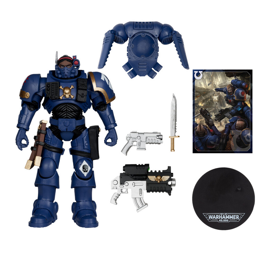 lieutenant en armure phobos ultramarines avec épreuve dartiste warhammer 40000 lot de 2 figurines de 18 cm