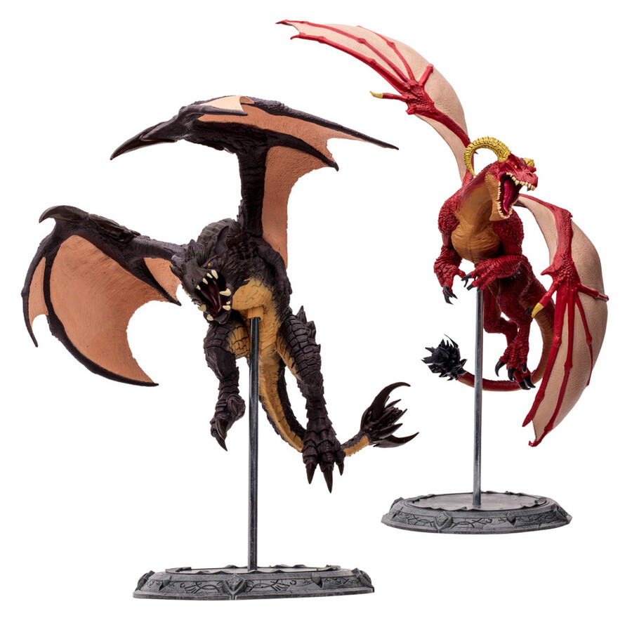 pack de 2 drake des hautes terres rouges et proto-drake noir world of warcraft