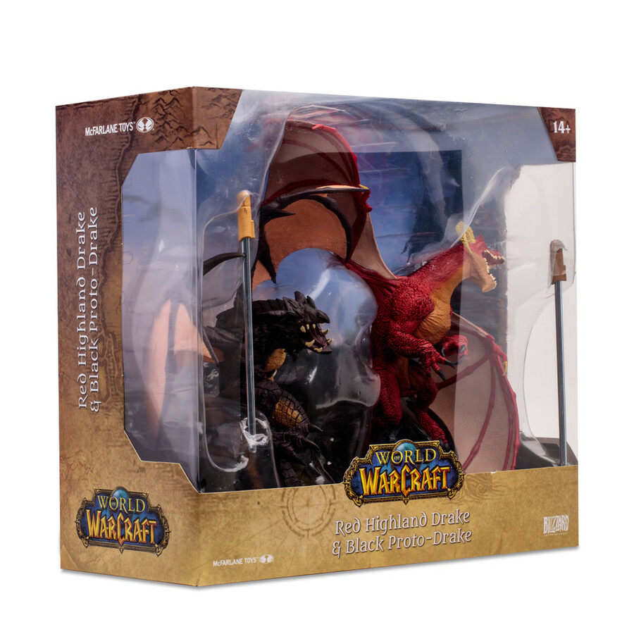 pack de 2 drake des hautes terres rouges et proto-drake noir world of warcraft