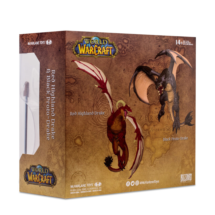 pack de 2 drake des hautes terres rouges et proto-drake noir world of warcraft